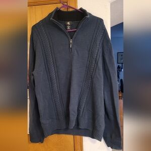 Calvin Klein Men's Dark Blue Zip-Up Sweater